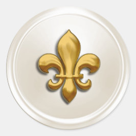 Elfenbenskusten och Guld Fleur de Lis Envele Seal Runt Klistermärke