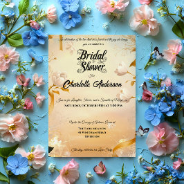 Elfenbenskusten och Guld Möhippa med Snöre och Blo Inbjudningar