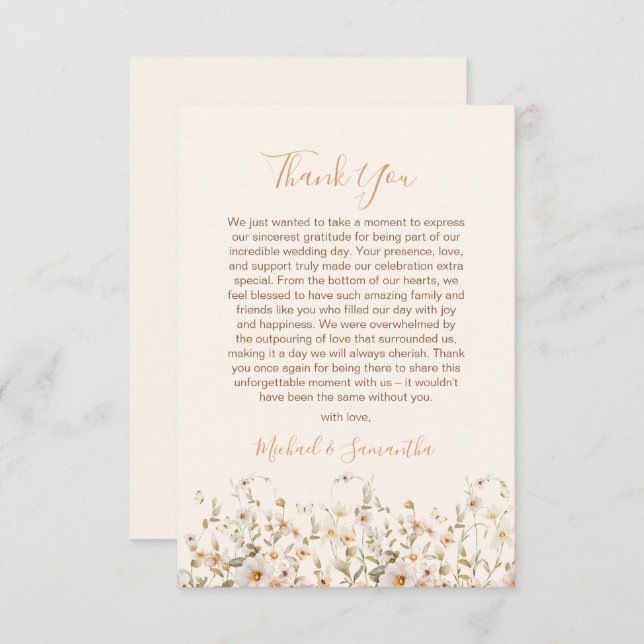 Elfenbenskusten och  Wildblomman Bröllop Tack Kort (Fram/baksida)