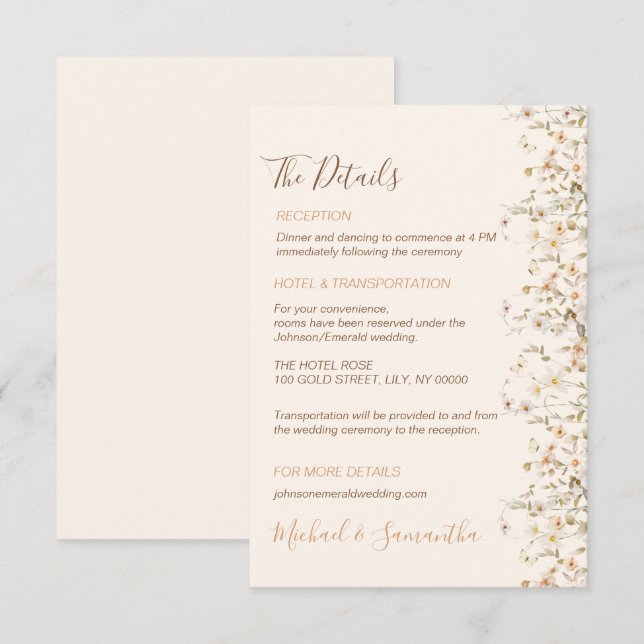 Elfenbenskusten och  Wildblomman Bröllop Tilläggskort (Fram/baksida)