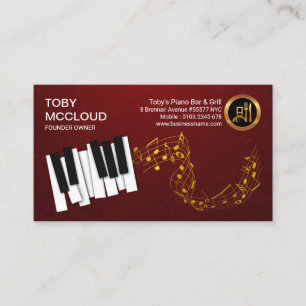 Elfenbenskusten Piano Nycklar Guld Musik noter Visitkort