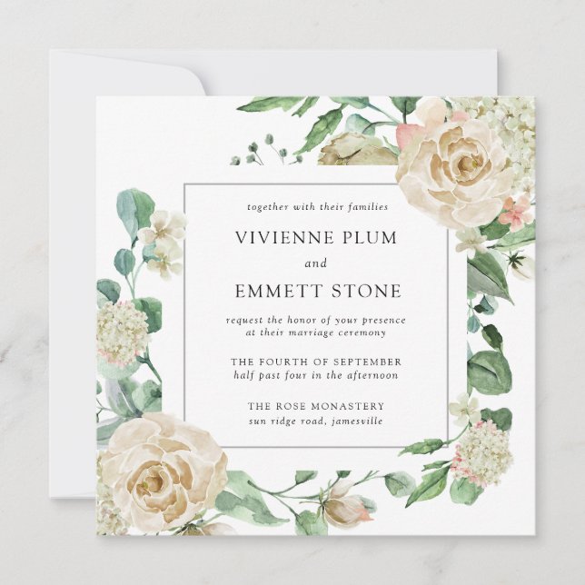 Elfenbenskusten Ro Hydrangea Blommigt Square Bröll (Framsida)