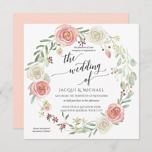  Elfenbenskusten Ro utandning Folium Bröllop Vatte Inbjudningar (Fram/baksida)