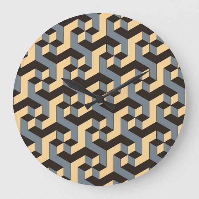 Elfenbenskusten silver - Geometric Complex Tile Stor Klocka (Framsida)