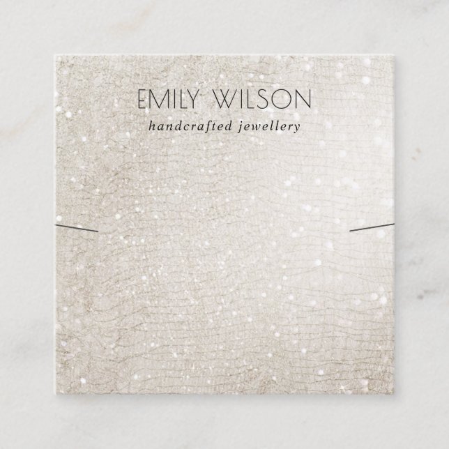Elfenbenskusten Silver Gnistra Glitter Shiny Earri Fyrkantigt Visitkort (Framsida)