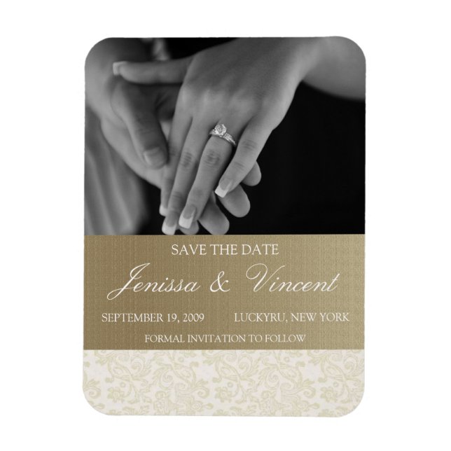 Elfenbenskusten Snöre & Guld Spara datum magneter  (Vertikal)