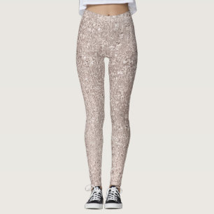 Elfenbenskusten Titanglaset Rosa ros Guld-Glitter Leggings