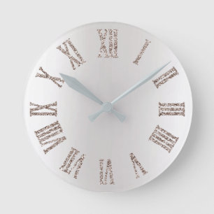 Elfenbenskusten Titanium Glitter Grått Silver mini Rund Klocka