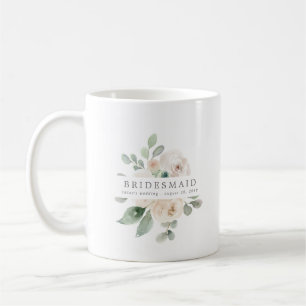 Elfenbenskusten Vit ros Blommigt Bridesmaid Kaffemugg