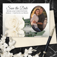Elfenbenskusten Vit ros med Oval Photo Romantic Br