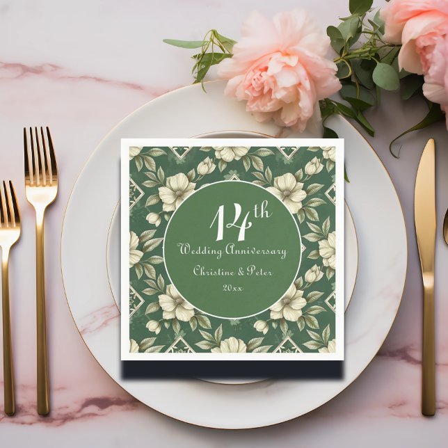 Elfenbenskustens Blommigt- och Emerald Bröllop-års Pappersservett (Skapare uppladdad)