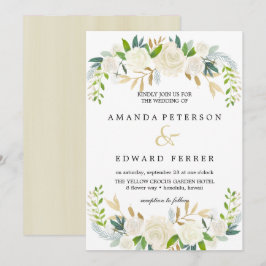 Elfenbenskustens Blommigt Ro bröllop rosa Inbjudningar