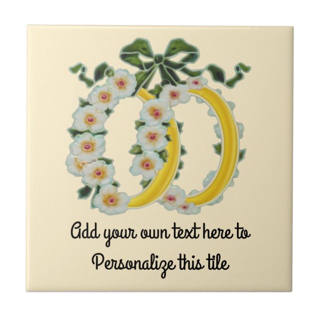 Elfenbenskustens Dubbla Ringar och blommor Repro A Kakelplatta (Framsidan)
