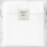 Elfenbenskustens Elegant Bröllop Tack Fyrkantigt Klistermärke<br><div class="desc">Ett enkelt "Tack"-klistermärke/kuvertförsegling med elegant som ska koordineras med mitt bröllop-tack och som innehåller ett klassiskt,  svalt skriptteckensnitt. Malltexten är helt redigerbar,  så teckensnittet stil,  storlek,  färg och placering kan ändras. Textbilden "Tack" kan ändras och flyttat runt med hjälp av verktygen Redigera. Finns även som rund klistermärke.</div>