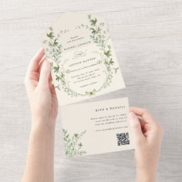 Elfenbenskustens Elegant Wildblomma QR-kod Bröllop