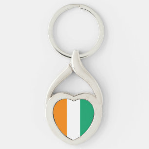Elfenbenskustens flagga twisted heart silverfärgad nyckelring