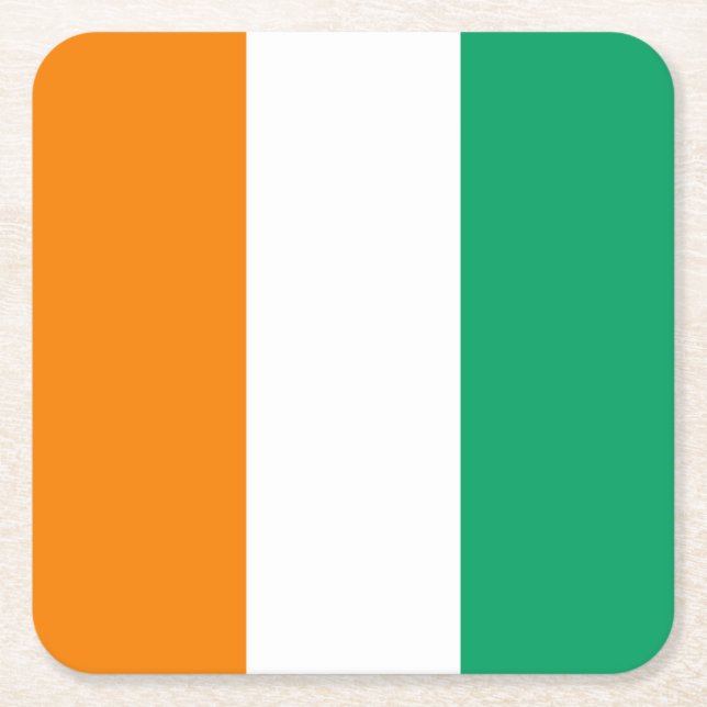 Elfenbenskustens flagga underlägg papper kvadrat (Framsidan)