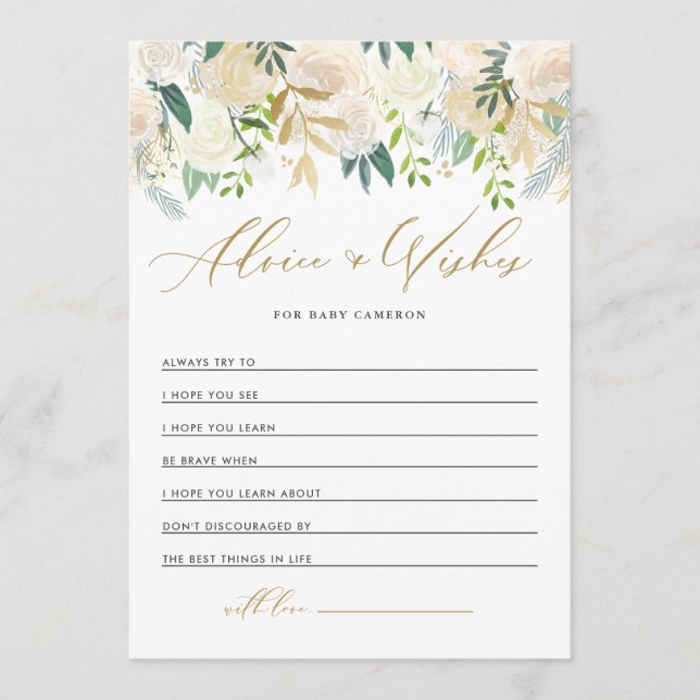 Elfenbenskustens Guld Glitter Önskemål för Baby Rådkort (Framsida)