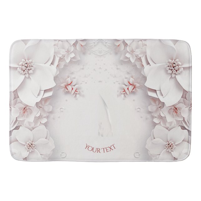 Elfenbenskustens  Rosa Blommigt Bath Mat Badrumsmatta (Framsidan)