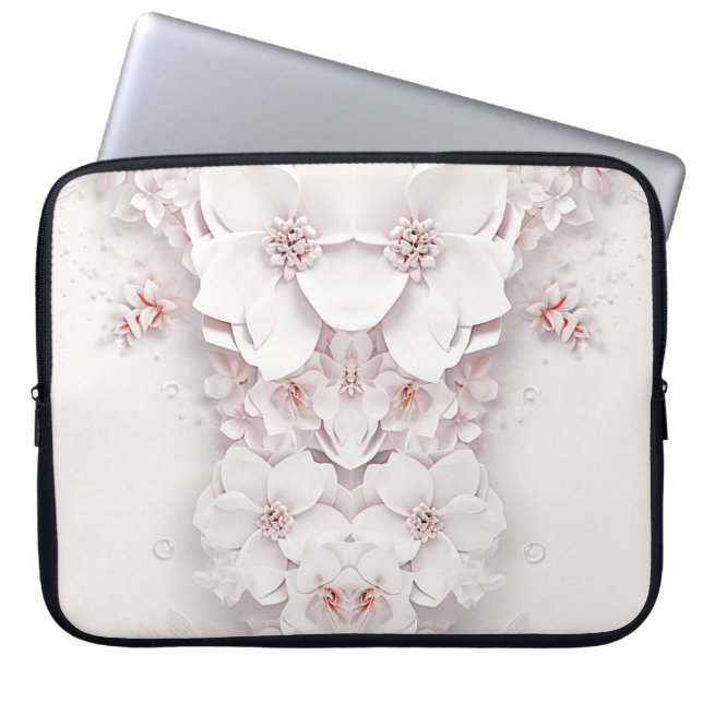 Elfenbenskustens  Rosa Blommigt Laptop sleeve (Framsidan)