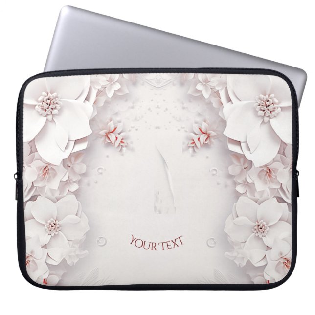 Elfenbenskustens  Rosa Blommigt Laptop sleeve (Framsidan)