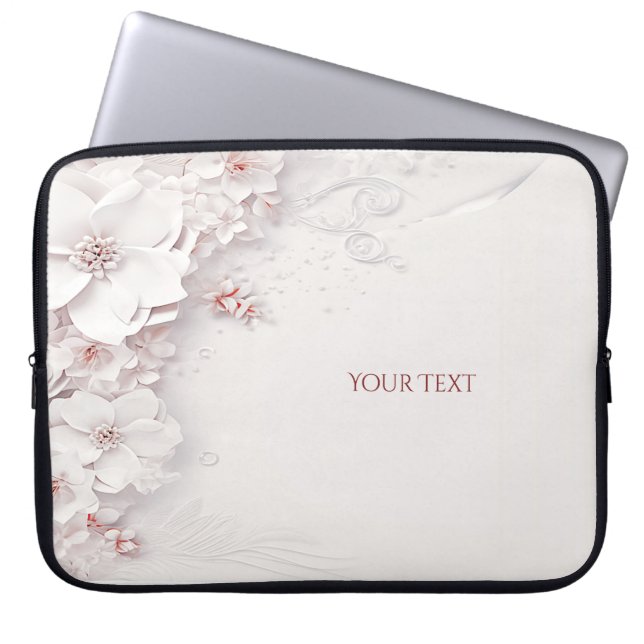 Elfenbenskustens  Rosa Blommigt Laptop sleeve (Framsidan)