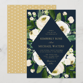 Elfenbenskustens vita blommigt ram flotta bröllop inbjudningar