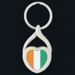 Elfenbenskusts flagga twisted heart silverfärgad nyckelring<br><div class="desc">Elfenbenskusts patriotiska flagga.</div>