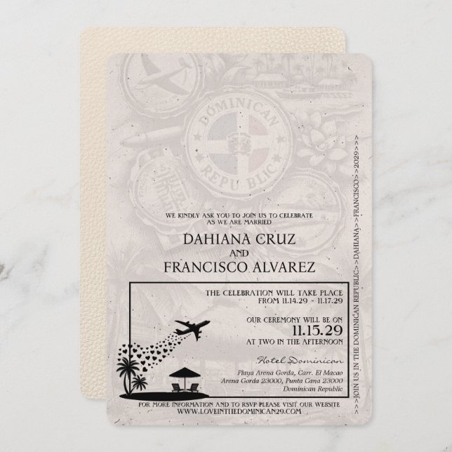 Elfenbenskustska republikens pass Bröllop Inbjudningar (Fram/baksida)