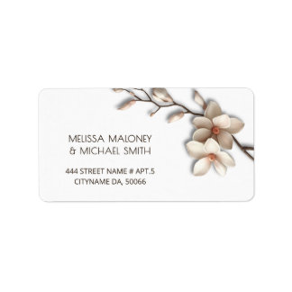 Elfenbensmagnolia 3D blommor |  Bröllop Adressetikett