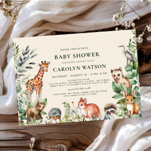 Elfenbensmärgsslemhjortar Eucalyptus Baby Shower Inbjudningar