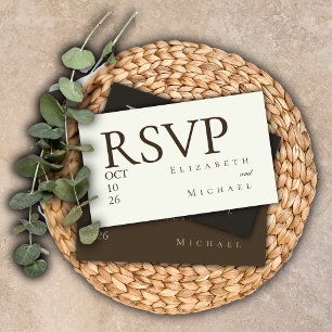Elfenbensminimalistisk Boho-bröllop RSVP-svarskort Tilläggskort