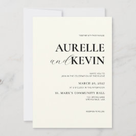 Elfenbensminimalistisk modern elegant QR-kod bröll Inbjudningar