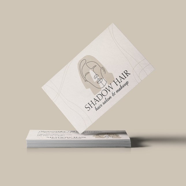 Elfenbensminimalistisk smink kvinna ansikte hår visitkort (Skapare uppladdad)