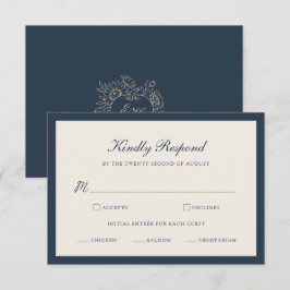 Elfenbensnavig Monogram bröllop RSVP-kort Tilläggskort