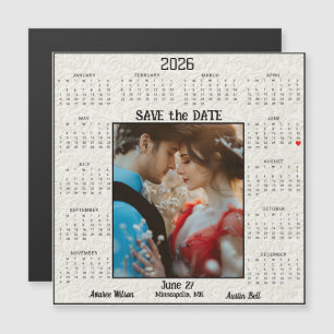 Elfenbenspräglad Save the Date Engagerat Par