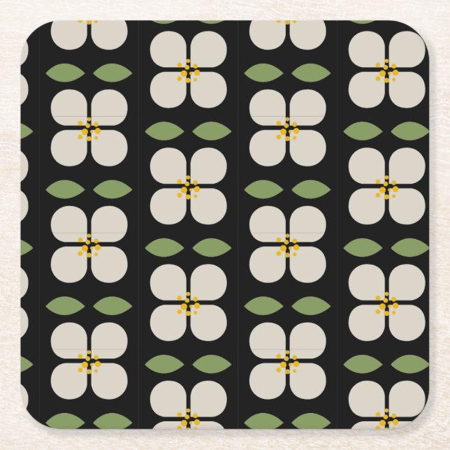 ELFENBENSREVOR - Moderna blommiga pappersunderlägg Underlägg Papper Kvadrat (Framsidan)