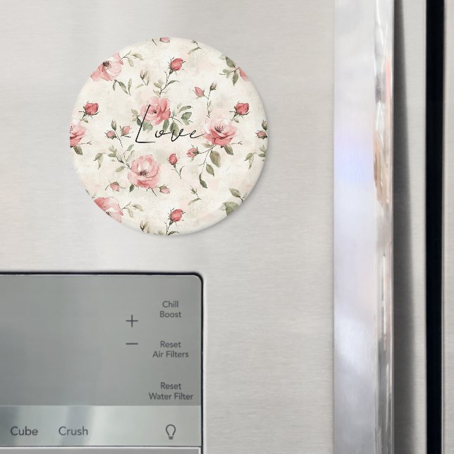 Elfenbensrosa rosor blomsterbröllop magnet (In Situ (Fridge))