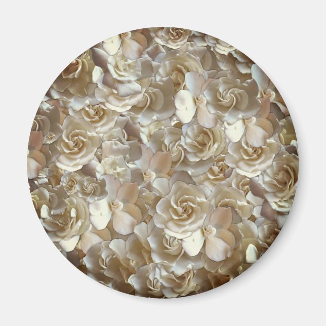 Elfenbensrosmönster – Elegant blomsterkonst Magnet (Framsidan)