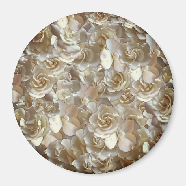 Elfenbensrosmönster – Elegant blomsterkonst Magnet (Framsidan)