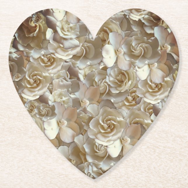 Elfenbensrosmönster – Elegant blomsterkonst Underlägg Papper (Framsida)