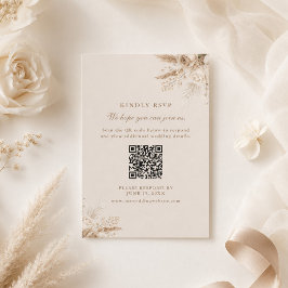 Elfenbensrosor Champagne Beige QR-kod Bröllopsanmä OSA Kort