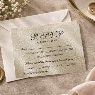 Elfenbensrustik linne beige elegant RSVP-svarskort OSA Kort