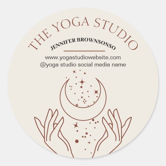 Elfenbensstars Händer Måne Andlig Runt Klistermärke (Framsida)