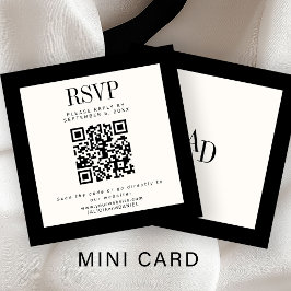 Elfenbenssvart klassiskt elegant QR RSVP bröllop Tilläggskort