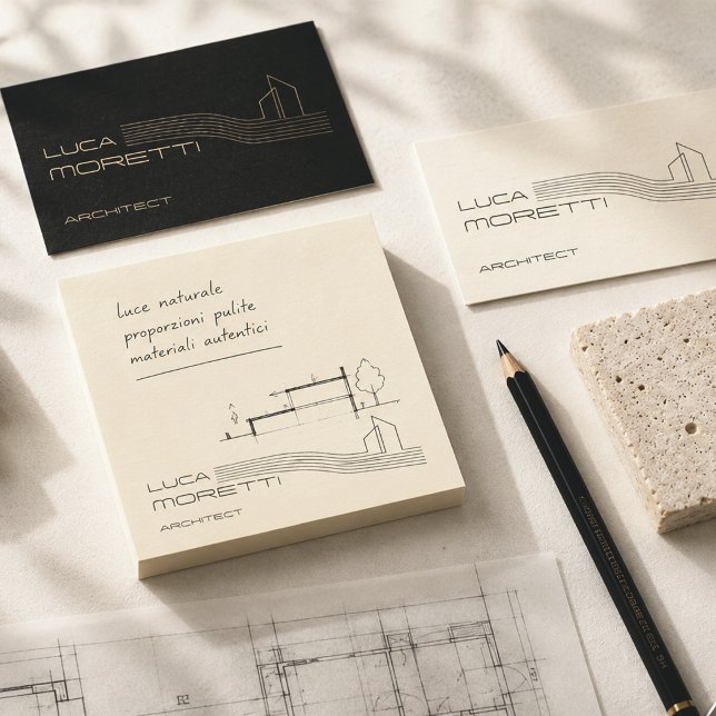 Elfenbenssvarta arkitektfirma Lyx Minimalt Varumär Post-it Block (This custom post it note compliments perfectly your business cards!)