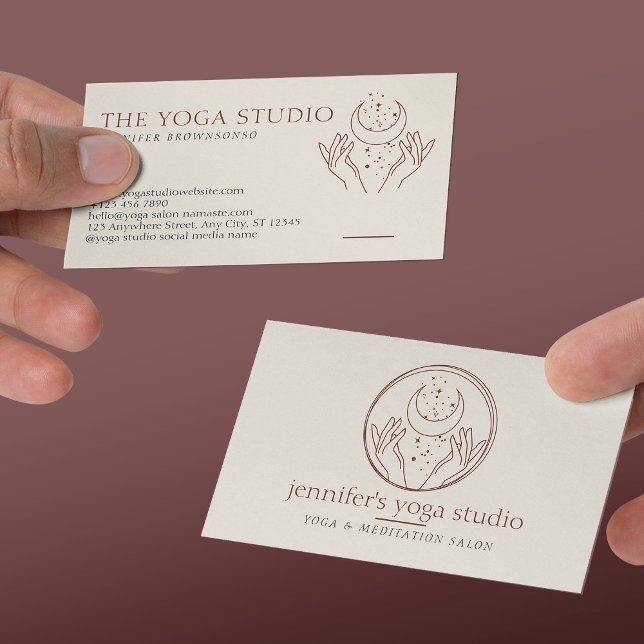 Elfenbenstorn Energiteknik Händer Måne Andlig Visitkort (Ivory Stars Energy Healing Hands Moon Spiritual Business Card)