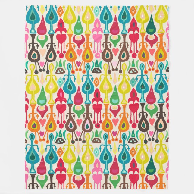 elfenbenstorn kärlek ikat fleecefilt (Framsidan)