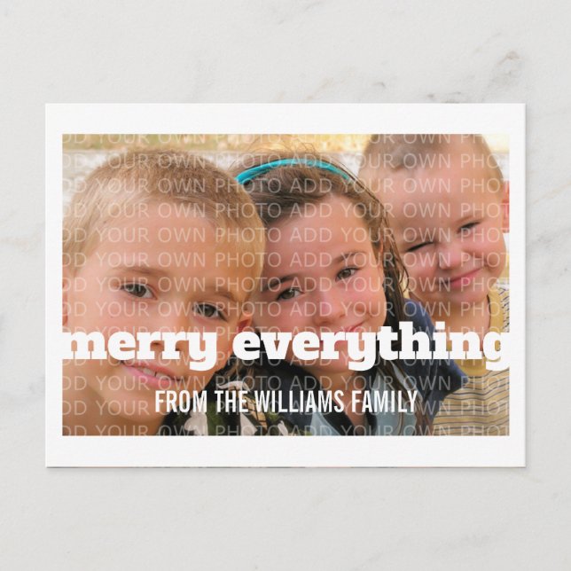 Elfenbenstypografi - merry allt fotovykort helg vykort (Framsida)