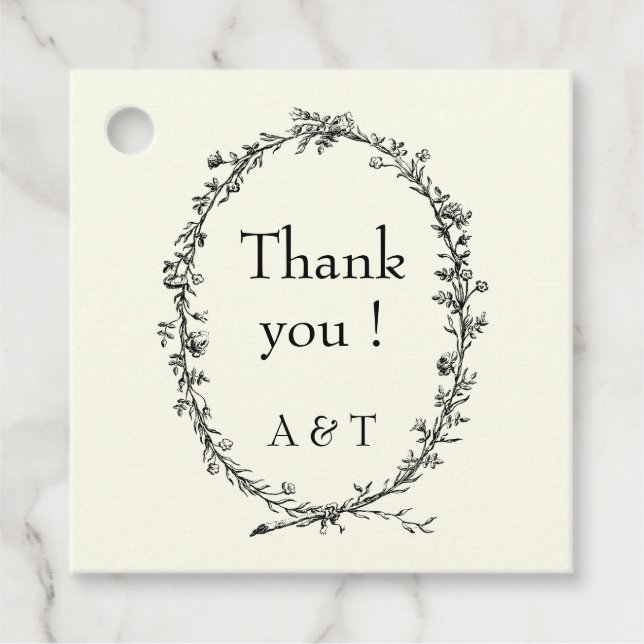 Elfenbensutandning i chic bröllop gåvor etiketter (Framsida)